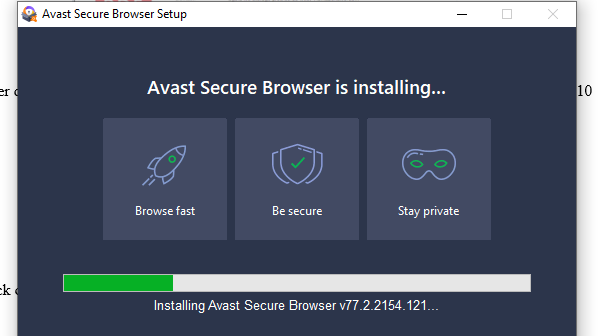 Avast Secure Browser is Installing