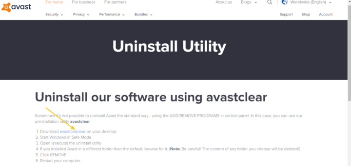 Uninstall Avast Antivirus on Windows 10